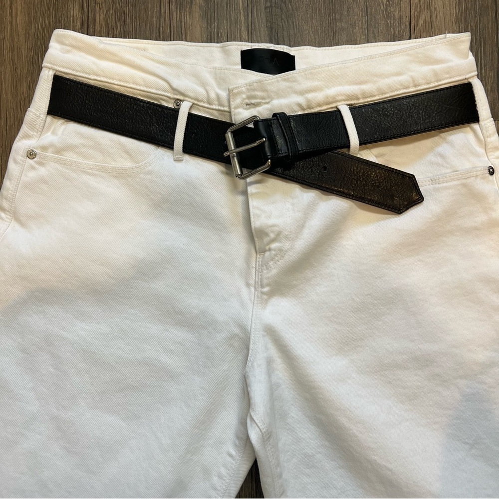 RTA Jeans Dexter Belted Boyfriend High Rise Straight Leg Pants White Denim Y2K M - Picture 8 of 15